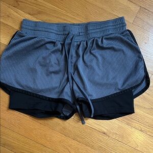 Champion Women’s Dual-Layer Gray and Black Athletic Shorts
